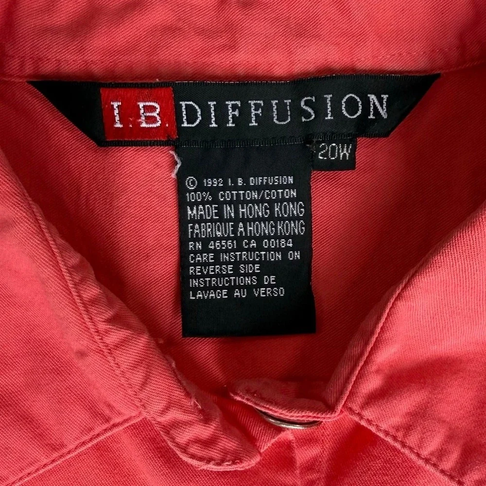 Vtg IB Diffusion Womens Western Shirt Plus 22W Coral Colorful Embroidery Cowgirl